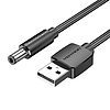 USB-DC 5,5 mm-es tápkábel 1 méteres Vention CEYBF fekete