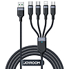 USB-kábel 4 az 1-ben USB-A - 2 x USB-C / Lightning / Micro töltéshez és adatátvitelhez 1,2 m Joyroom S-1T4018A18 - fekete