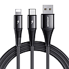 USB-kábel Joyroom S-1230G12 2 az 1-ben USB-C / Lightning 3A 1,2 m, fekete