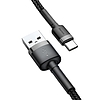 USB-USB-C kábel Baseus Cafule 2A 2m, szürke-fekete (CATKLF-CG1)