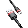 USB-USB-C kábel Baseus Cafule 2A 3m, piros-fekete (CATKLF-U91)