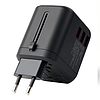 Utazási fali töltő Choetech PD5008, 3xUSB-A, 1xUSB-C, GaN, 30W, fekete (PD5008)