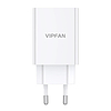 Vipfan E03 fali töltő, 1x USB, 18W, QC 3.0 + Micro USB kábel, fehér (E03S-MK)