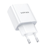 Vipfan E04 fali töltő, USB-C, 20W, QC 3.0 + Lightning kábel, fehér (E04 CL)