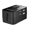 Wozinsky WUTWC utazási adapter univerzális 24W EU / US / AUS / UK / 2x USB-A - fekete